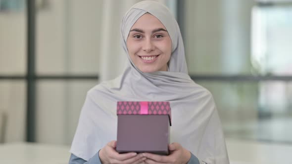 Young Arab Woman Present Gift