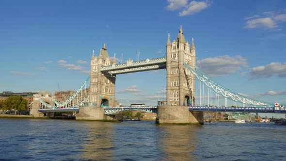 LONDON, OCTOBER 2018 : London tower bridge  at the end of a sunny day