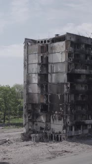 Vertical Video of a House Destroyed By the War in Ukraine