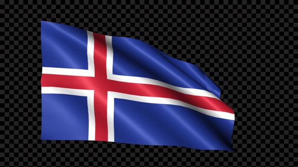 Iceland Flag Blowing In The Wind