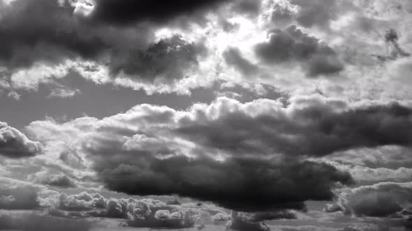 Black And White Fluffy Clouds Cloud Sky Moving In Cloudy BW Sky