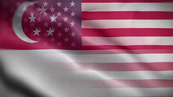 USA Singapore Flag Loop Background 4K