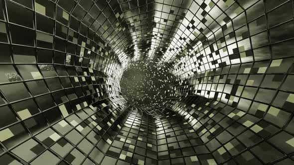 Flight in abstract sci-fi tunnel seamless loop. Futuristic motion graphics, high tech background