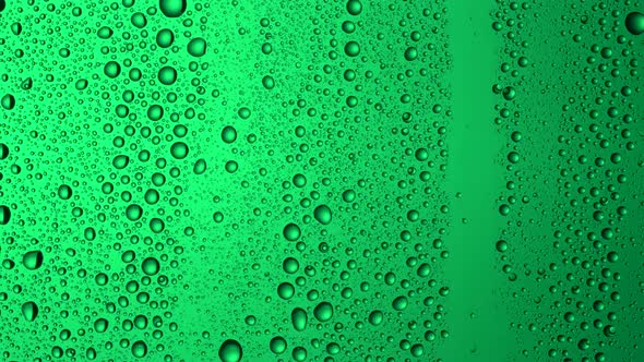 Texture water drops on the green glass - background