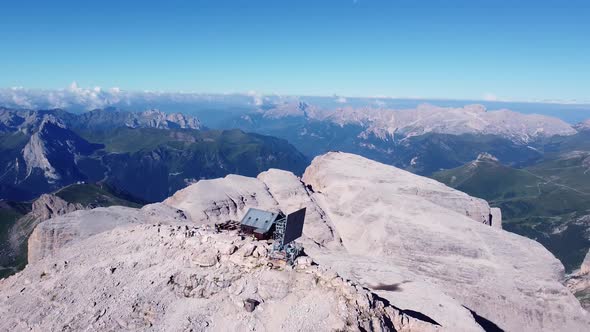 Aerial view over the Sella Group in the Dolomites