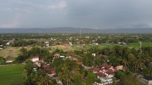 A view of the countryside in Indonesia from a drone