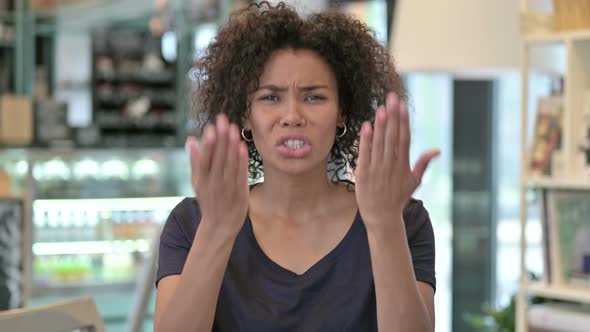 Portrait of Annoyed Young African Woman Arguing, Fight