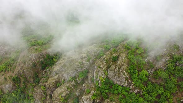 Nature Morning Fog Clouds Mountain Green Forest Beautiful Aerial Top View Summer Landscape