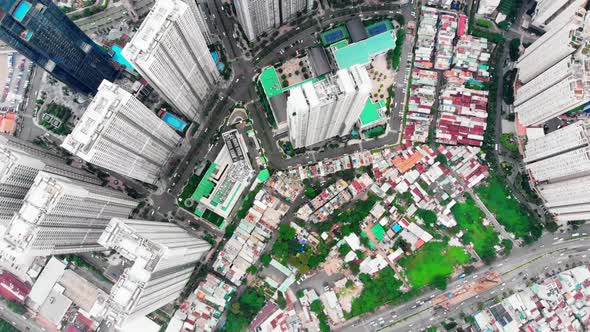 Aerial Take a Beautiful View of the Big City From a Bird's Eye View with Skyscrapers or Tall