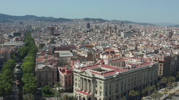 Drone Shot of Barcelona City Historic Center
