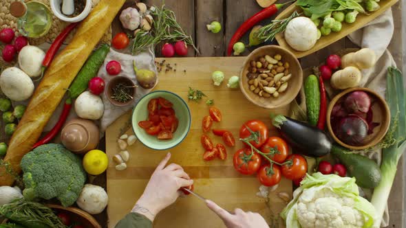 Cutting Cherry Tomatoes for Salad