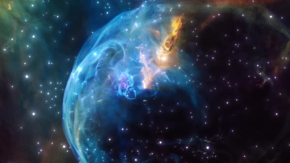 Simulation of the expansion and motion of the star BUBBLE NEBULA (NGC 7635)
