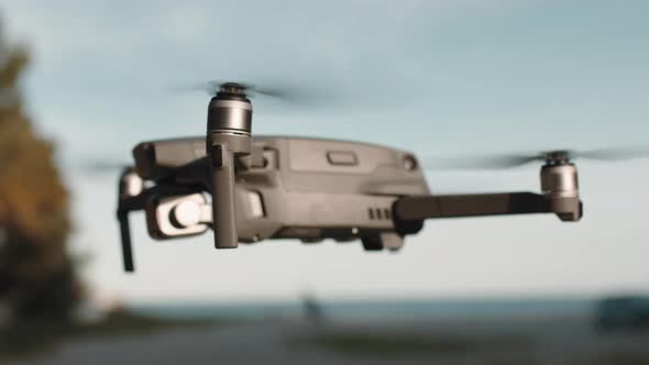 Drone Hovering in the Air Close Up