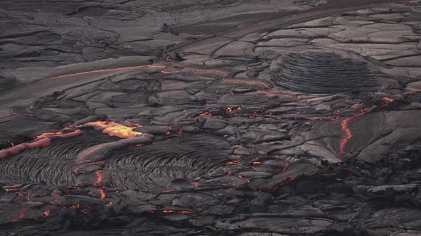 Pahoehoe Lava Flow From Erupting Fagradalsfjall Volcano