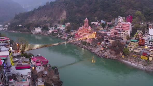 Aerial view on Rishikesh, India, 4k drone footage