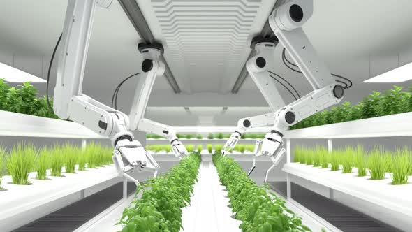 Smart robotic farmers concept, robot farmers, Agriculture technology, Farm automation