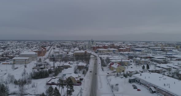 Aerial view of winter city. 12