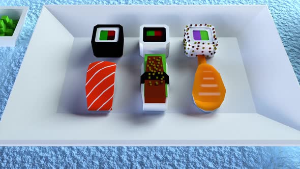 Low Poly Sushi Plate