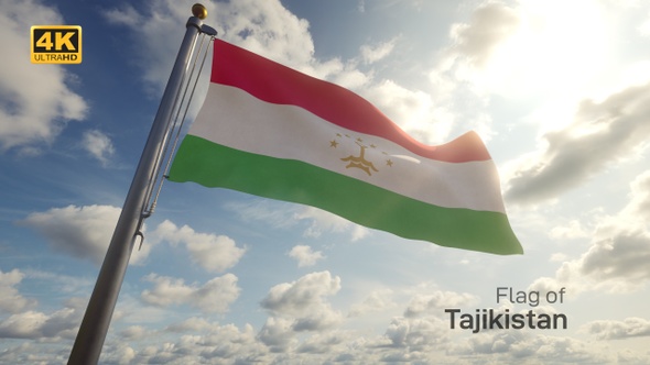 Tajikistan Flag on a Flagpole - 4K