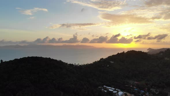 Beautiful from high view of sunset around sea