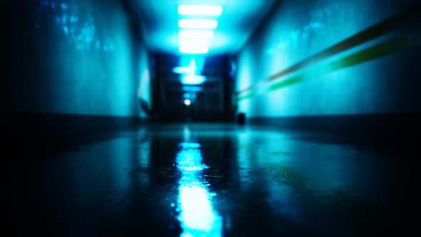 Empty Dark Hospital Laboratory Corridor alt