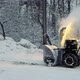 Snowcovered Man Cleans the Road in Winter with Blower Snow Removal Equipment - VideoHive Item for Sale