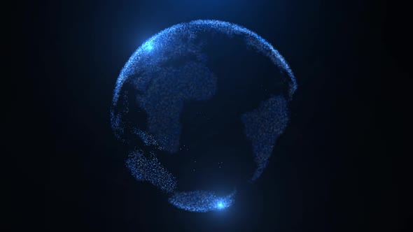 3d Abstract globe Glows Particles and plexus structure.