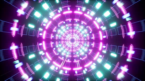 Abstract Glowing Circle Rotation Blinking Vj Tunnel 4K 07