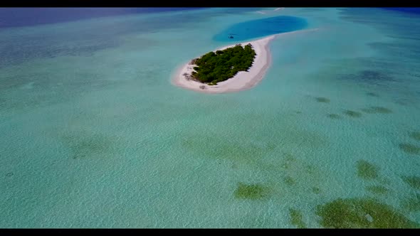 Aerial top down texture of beautiful coastline beach trip by blue lagoon with white sand background 