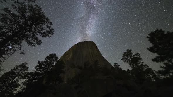 Milky Way Over Devils Tower Butte at Night