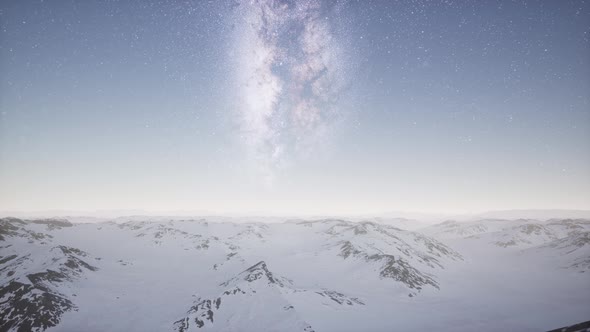 Milky Way Above Snow Covered Terrain