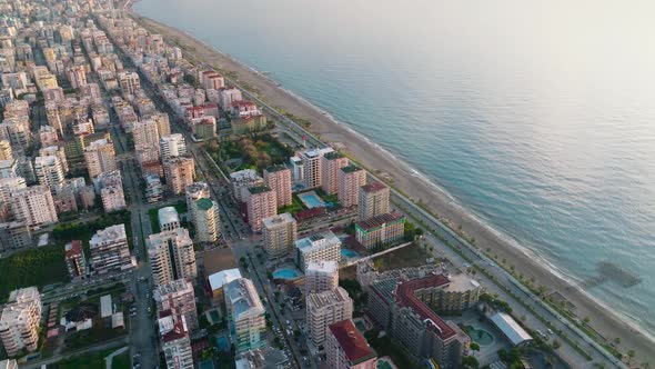 Colorful City Aerial View 4 K Alanya Turkey