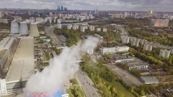 Aerial Shot Of Industrial Area in Moscow Ochakovo