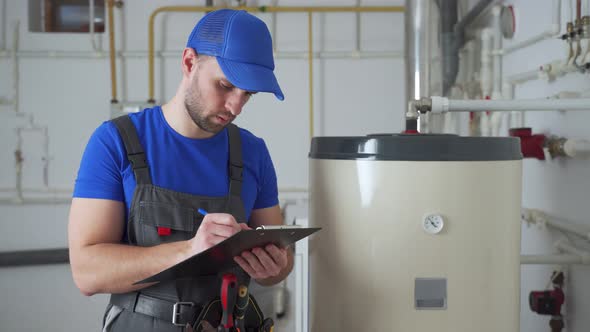 Technician Servicing an Hotwater Heater