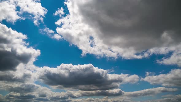 Clouds Move Smoothly in the Blue Sky. Timelapse. Cloud Space.