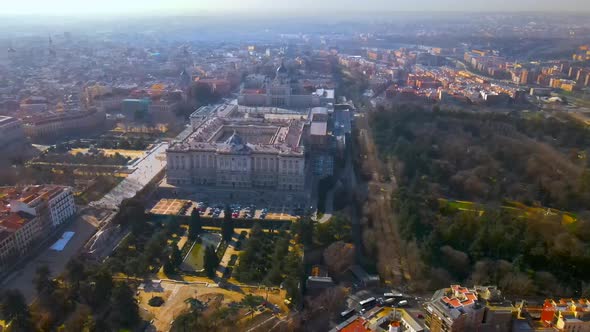 Aerial view of Palacio Real Madrid Spain