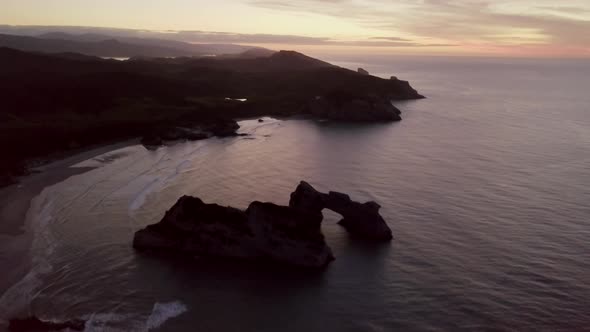 New Zealand coastline during sunset