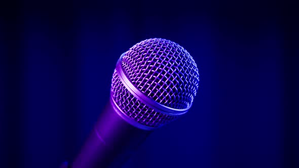 Microphone Closeup Mic with Blue Neon Light