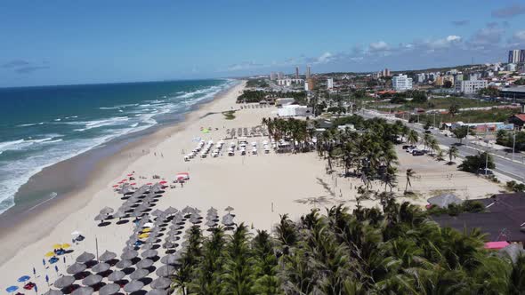 Tropical beach scenery of Fortaleza. Northeast Brazil. Ceara state.