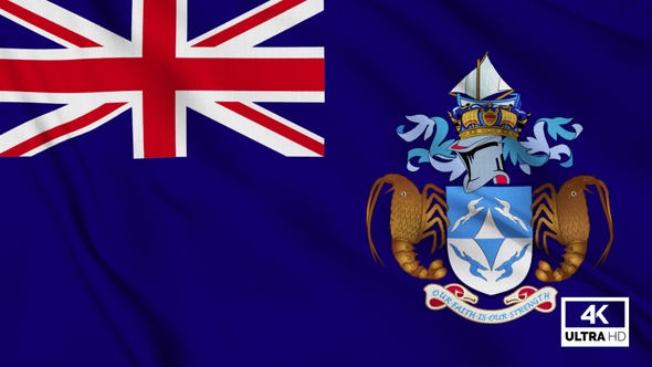 Tristan Da Cunha Flag Waving Slowly Looped