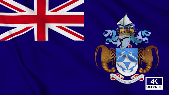 Tristan Da Cunha Flag Waving Slowly Looped alt