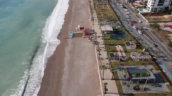 Aerial View of the Beach at the Seaside Resort Town. Turkey