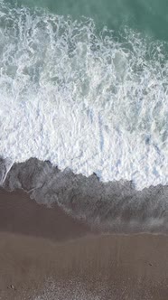 Vertical Video Sea Near the Coast  Closeup of the Coastal Seascape