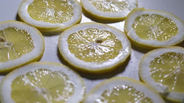 Juicy Lemon Slices Slow Motion Macro