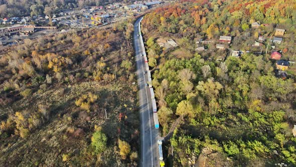 Travel Restrictions Borders Closed Traffic Jam with a Lot of Cars on Expressway on Transportation