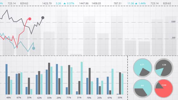 A presentation set of graphics charts with symbols on a white background.