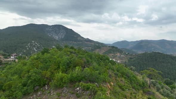 Farm Region Aerial View 4 K Alanya Turkey