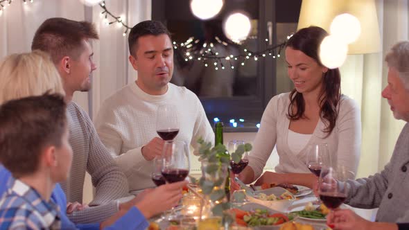 Happy Family Having Dinner Party at Home 10