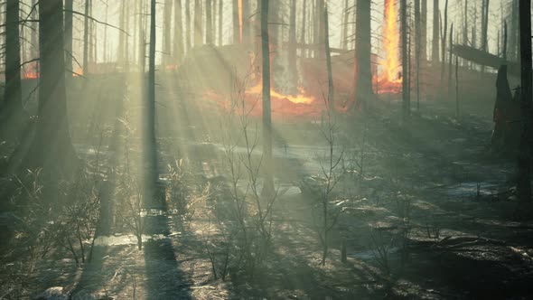 Wildfire Burns Ground in Forest alt