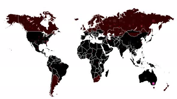 World Map On White Background Loop